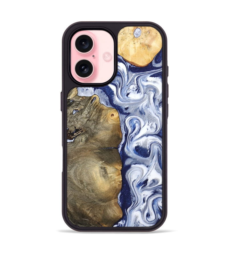 iPhone 16 Wood Phone Case - Mahala (Blue, 795798)