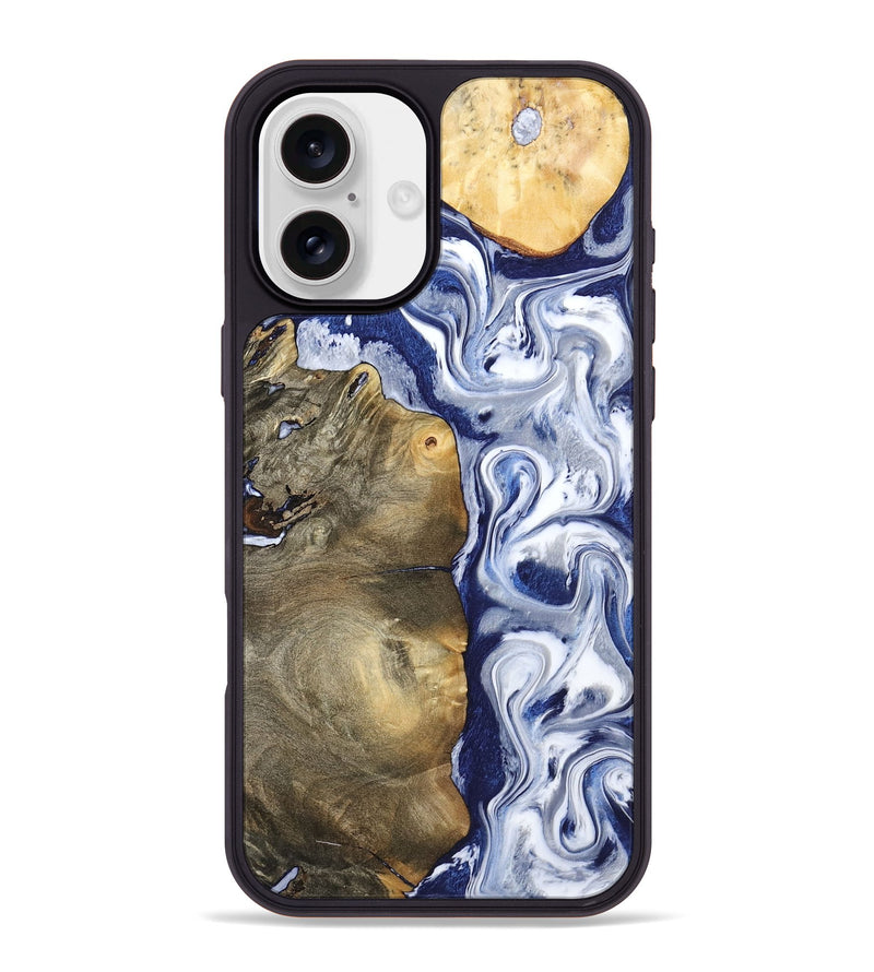 iPhone 16 Plus Wood Phone Case - Mahala (Blue, 795798)