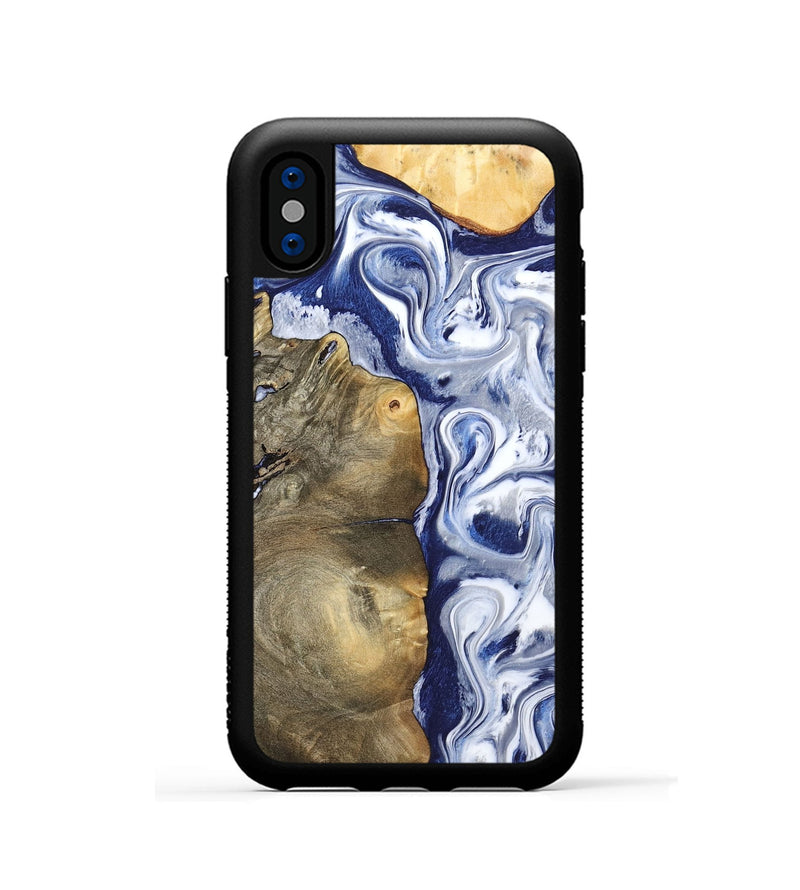 iPhone Xs Wood Phone Case - Mahala (Blue, 795798)