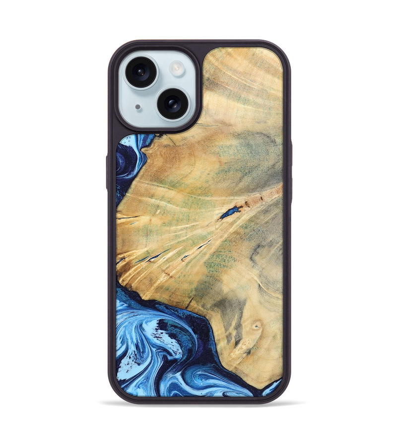 iPhone 15 Wood Phone Case - Karina (Blue, 795811)