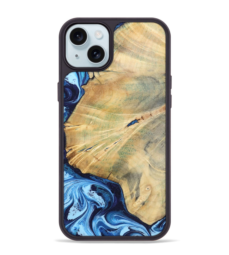 iPhone 15 Plus Wood Phone Case - Karina (Blue, 795811)