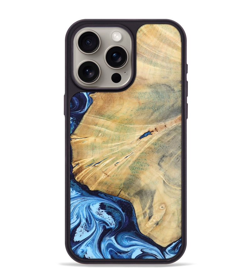 iPhone 15 Pro Max Wood Phone Case - Karina (Blue, 795811)