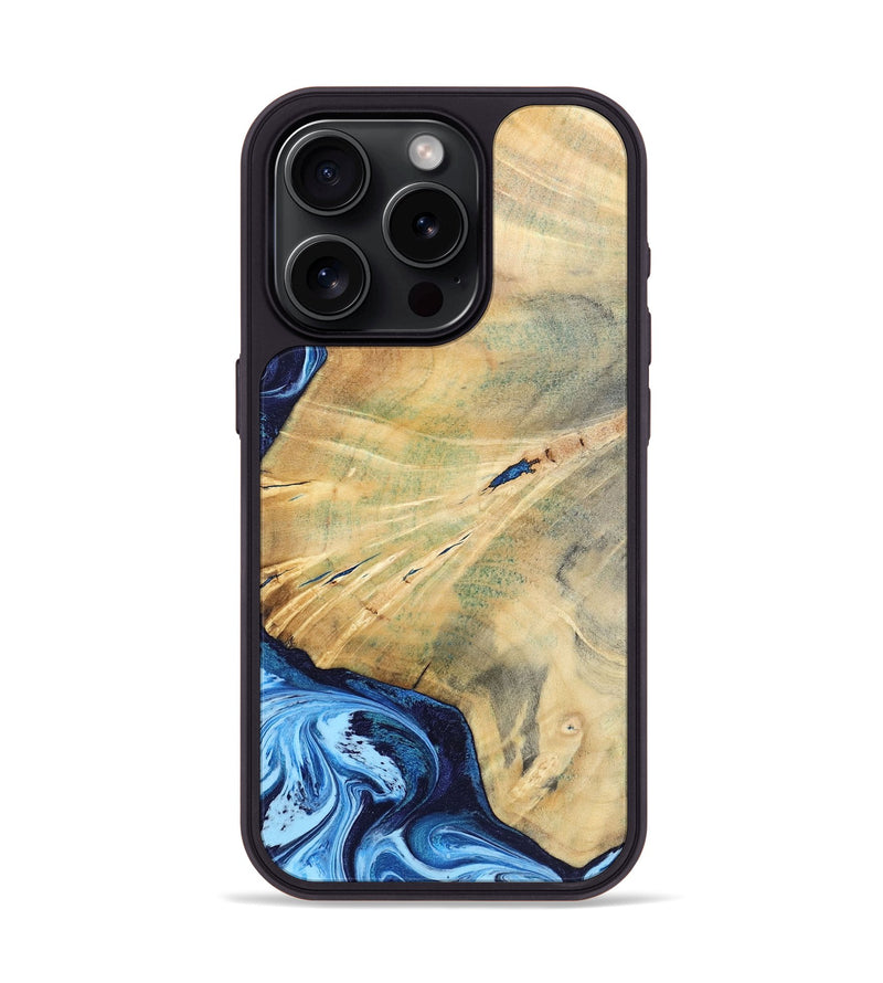 iPhone 15 Pro Wood Phone Case - Karina (Blue, 795811)