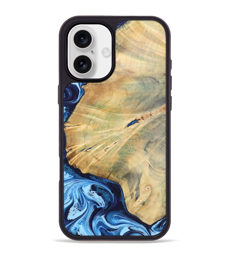 iPhone 16 Plus Wood Phone Case - Karina (Blue, 795811)