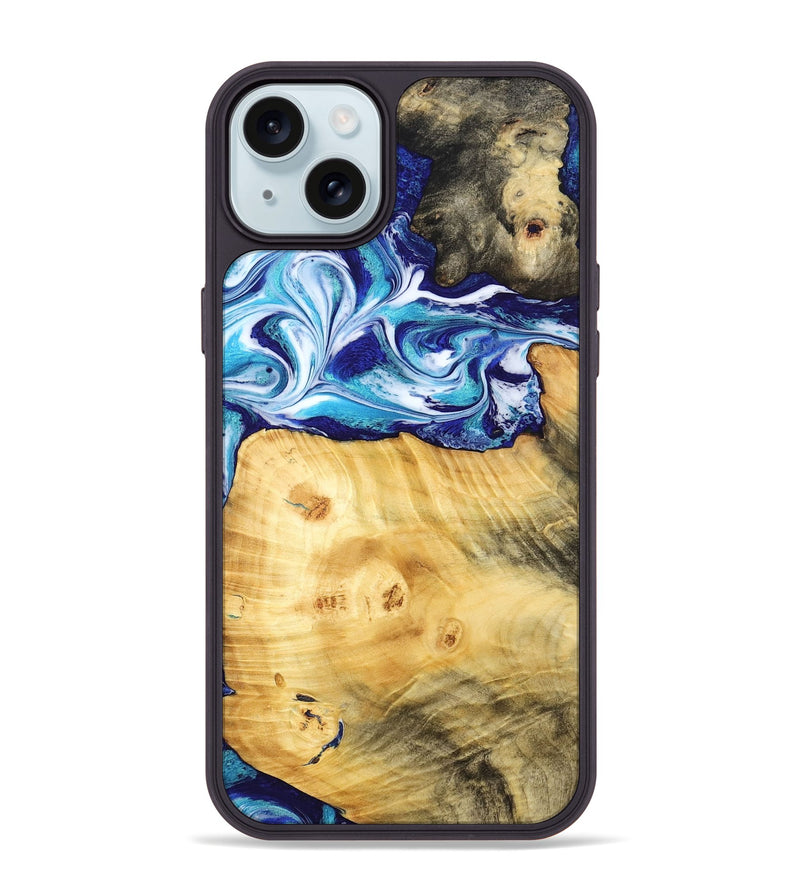 iPhone 15 Plus Wood Phone Case - Erick (Blue, 795813)