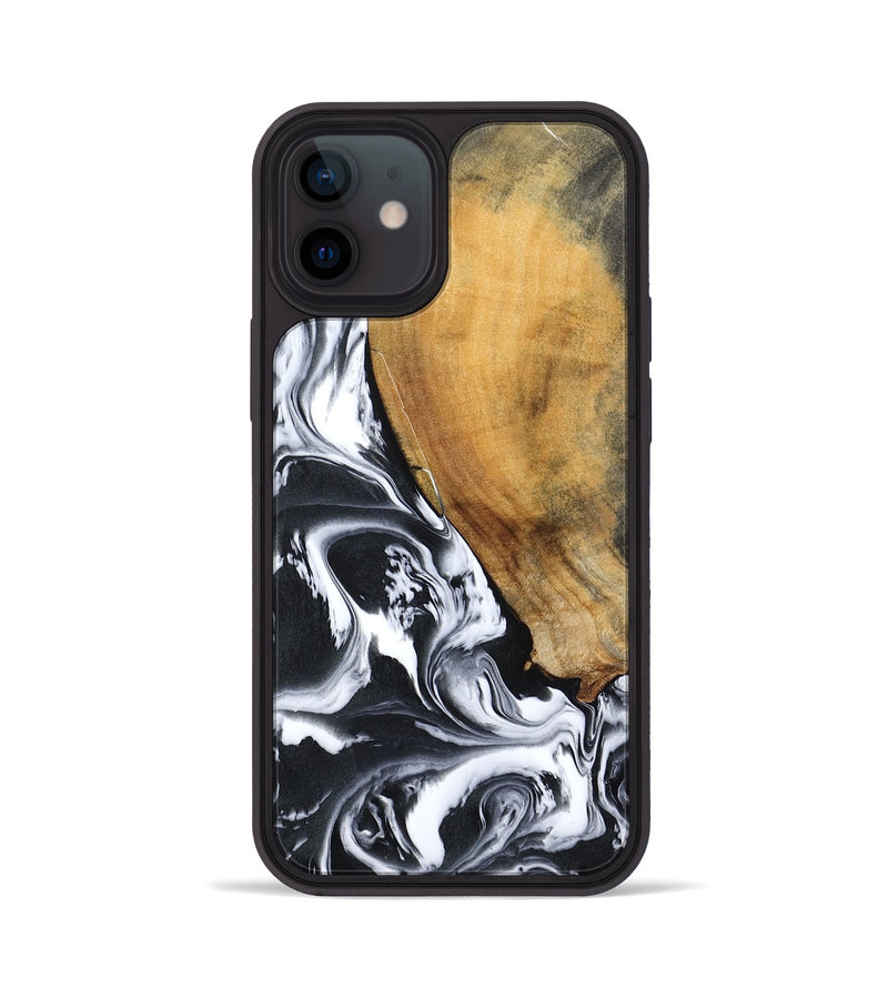 iPhone 12 Wood Phone Case - Zola (Black & White, 795823)
