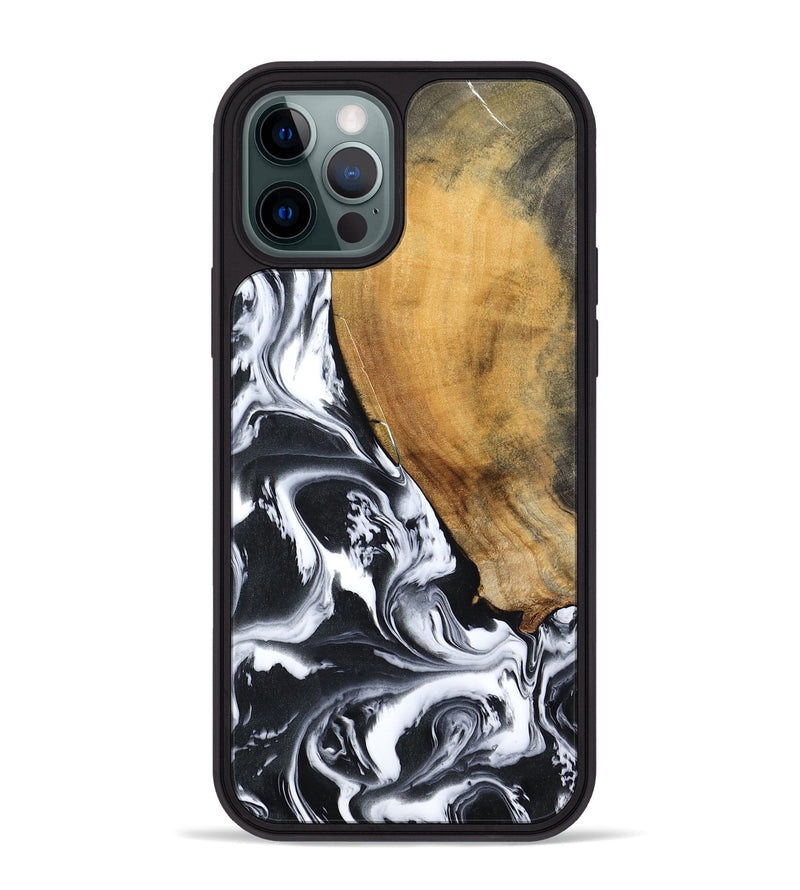 iPhone 12 Pro Max Wood Phone Case - Zola (Black & White, 795823)