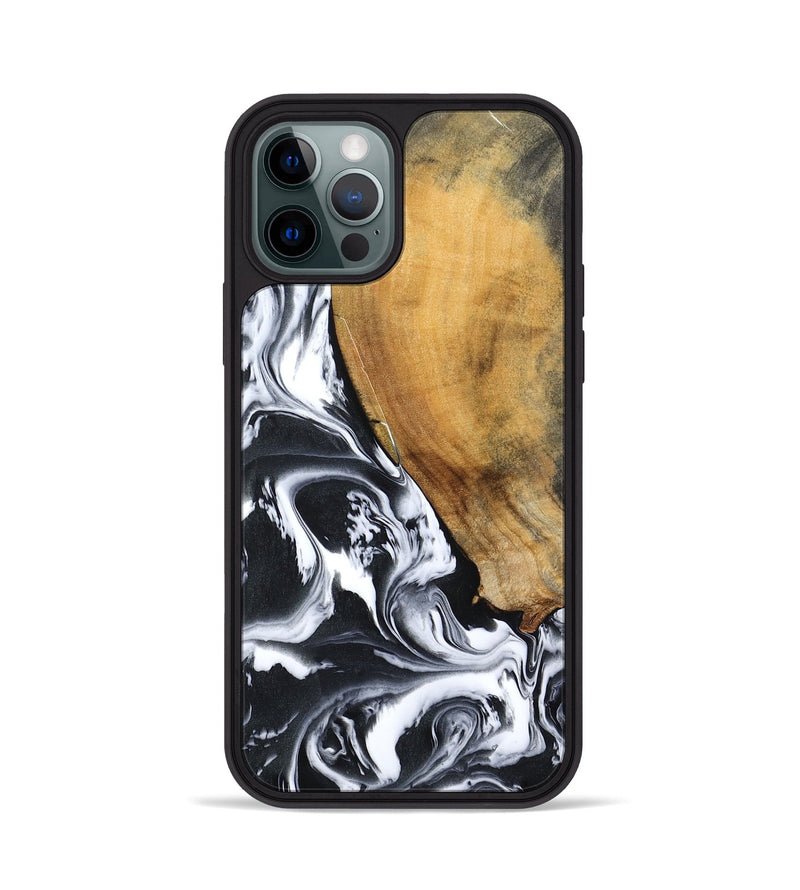 iPhone 12 Pro Wood Phone Case - Zola (Black & White, 795823)