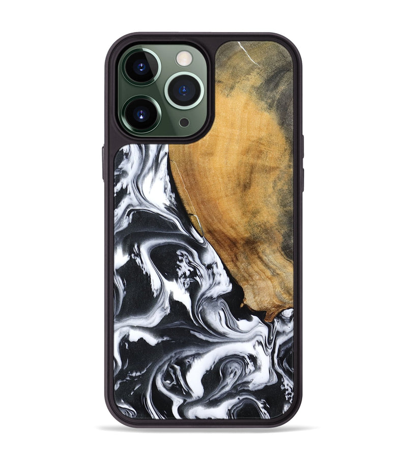 iPhone 13 Pro Max Wood Phone Case - Zola (Black & White, 795823)
