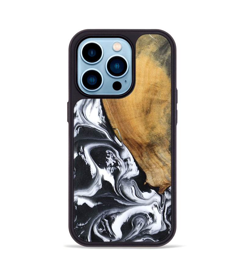 iPhone 14 Pro Wood Phone Case - Zola (Black & White, 795823)