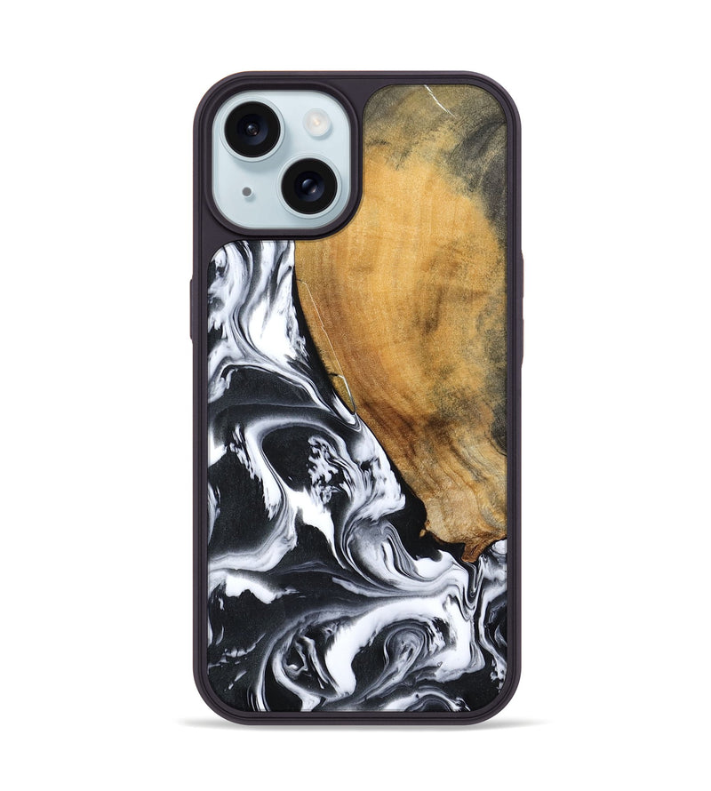 iPhone 15 Wood Phone Case - Zola (Black & White, 795823)