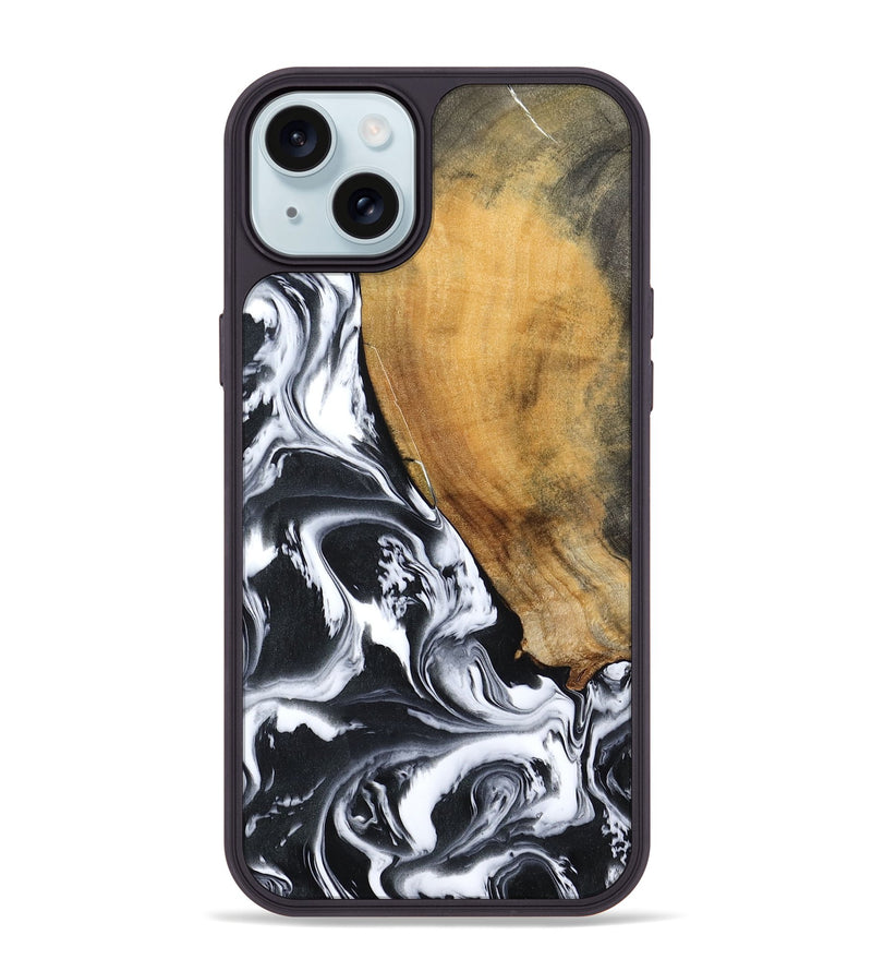 iPhone 15 Plus Wood Phone Case - Zola (Black & White, 795823)