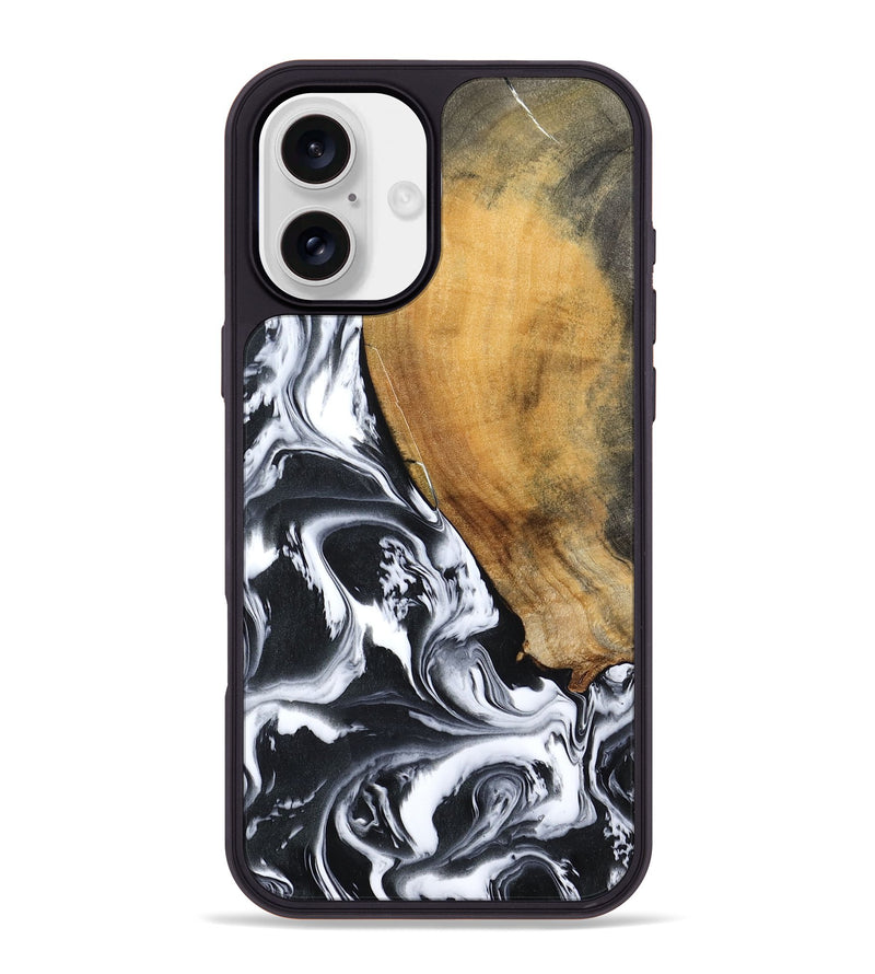 iPhone 16 Plus Wood Phone Case - Zola (Black & White, 795823)
