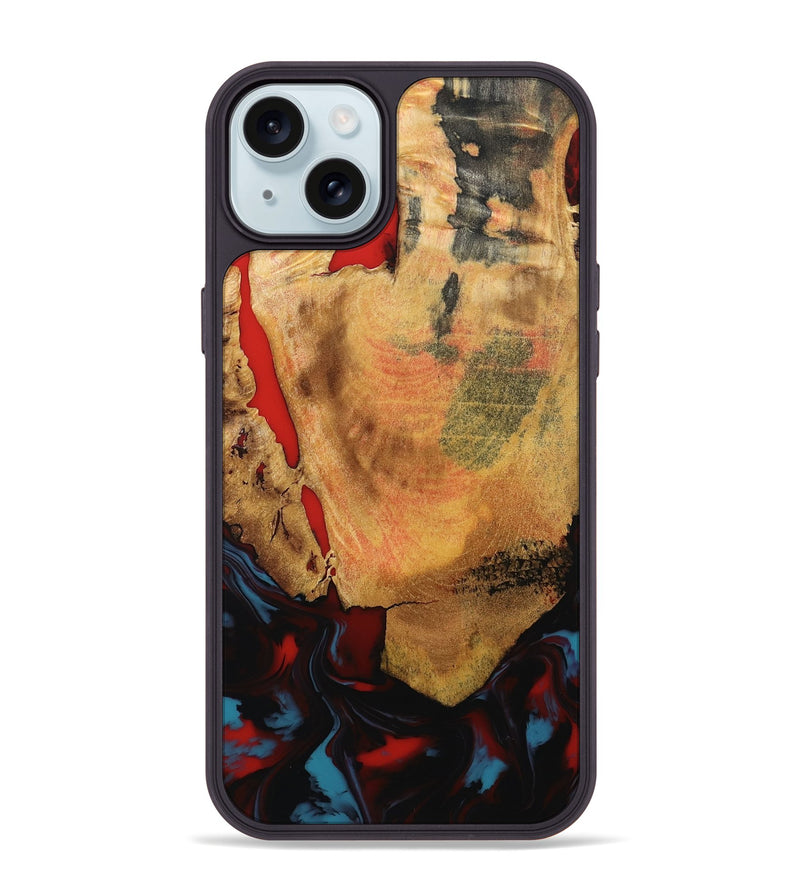 iPhone 15 Plus Wood Phone Case - Tristen (Red, 795849)