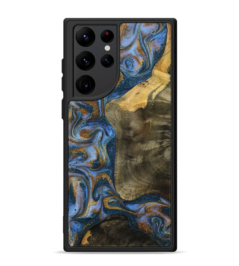 Galaxy S22 Ultra Wood Phone Case - Ramiro (Teal & Gold, 795856)