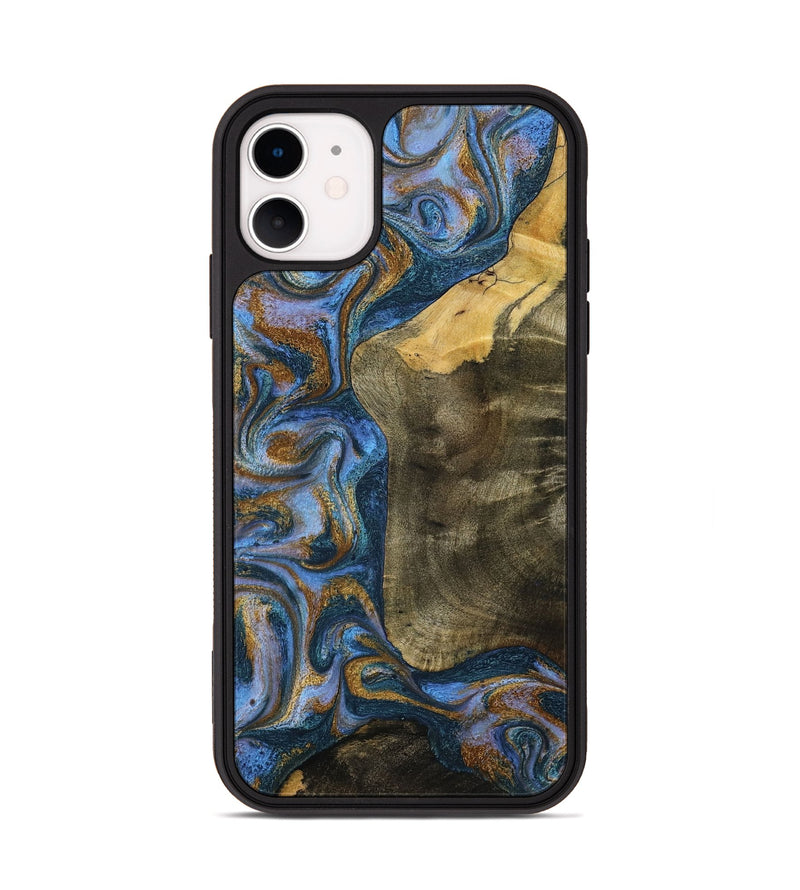 iPhone 11 Wood Phone Case - Ramiro (Teal & Gold, 795856)