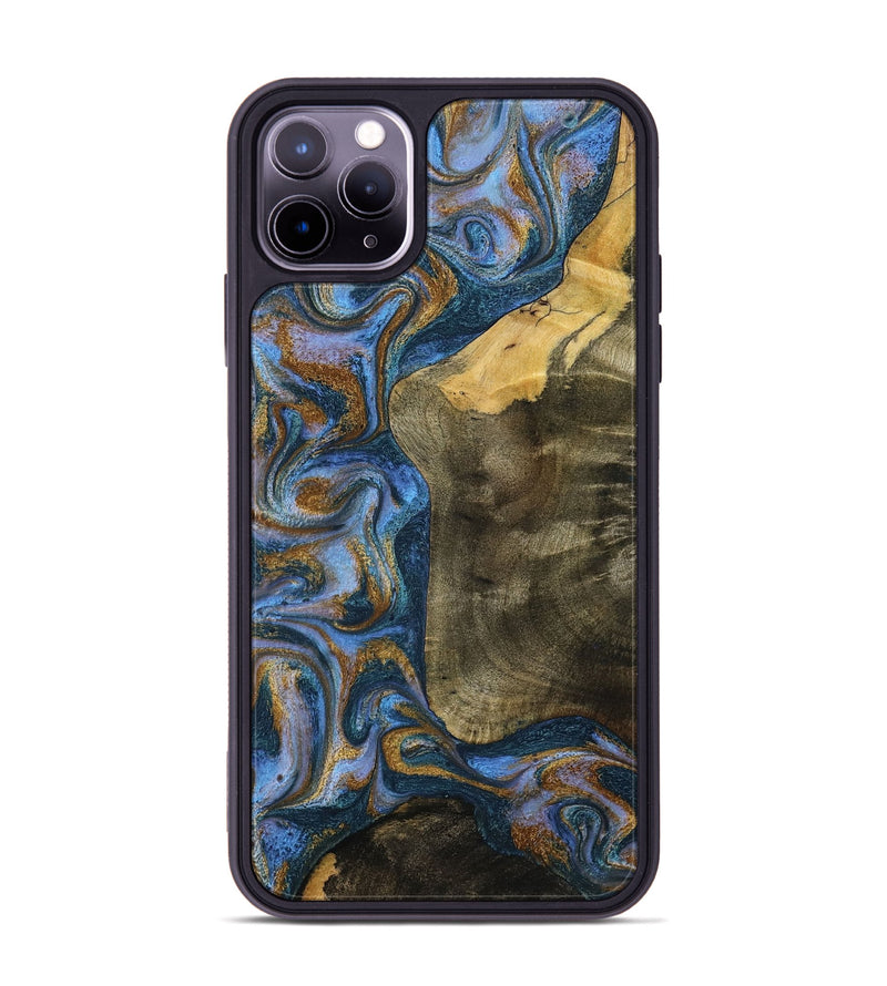 iPhone 11 Pro Max Wood Phone Case - Ramiro (Teal & Gold, 795856)