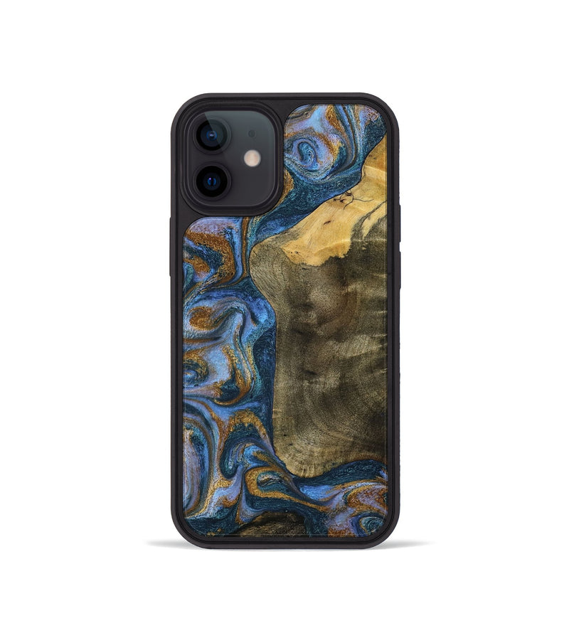 iPhone 12 mini Wood Phone Case - Ramiro (Teal & Gold, 795856)