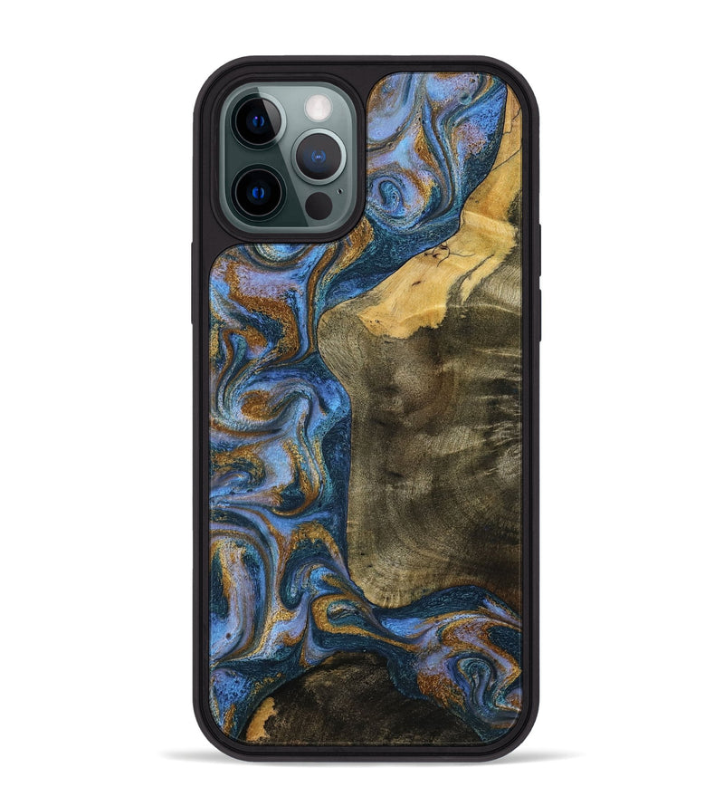 iPhone 12 Pro Max Wood Phone Case - Ramiro (Teal & Gold, 795856)