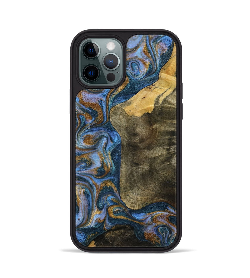iPhone 12 Pro Wood Phone Case - Ramiro (Teal & Gold, 795856)