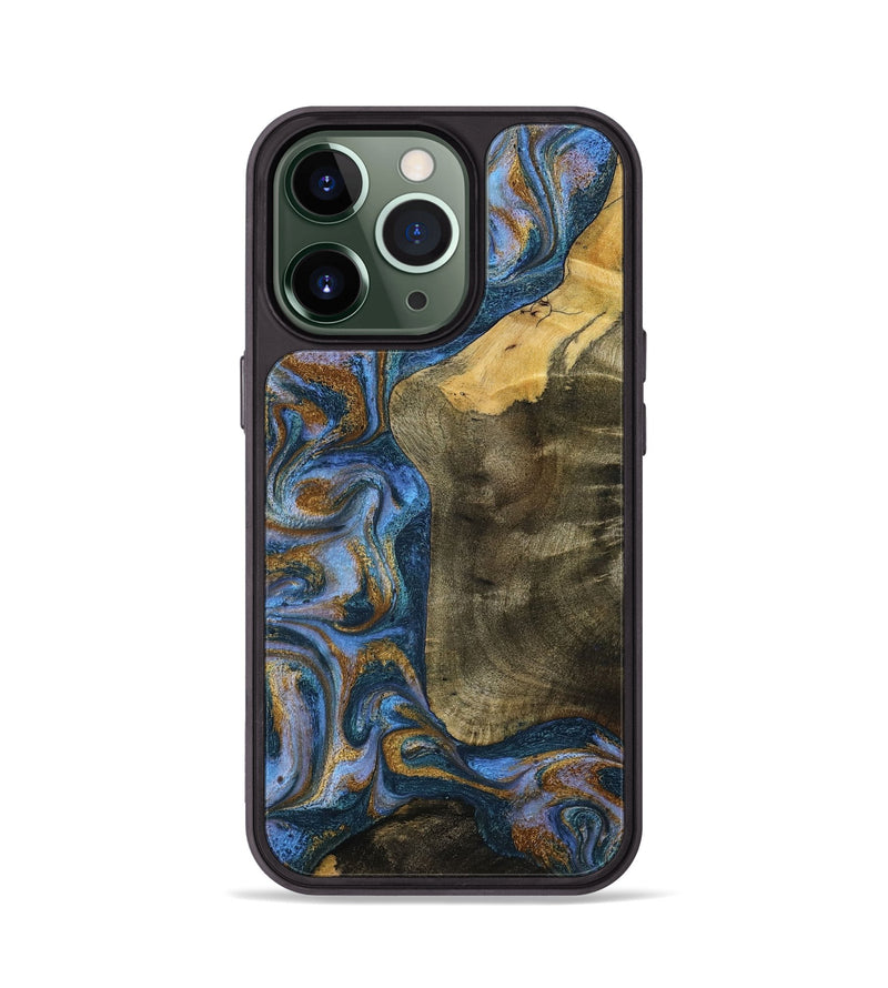 iPhone 13 Pro Wood Phone Case - Ramiro (Teal & Gold, 795856)