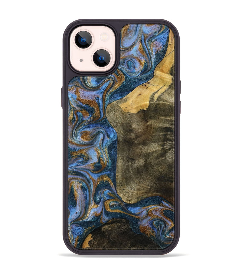 iPhone 14 Plus Wood Phone Case - Ramiro (Teal & Gold, 795856)