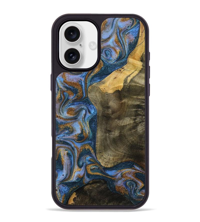 iPhone 16 Plus Wood Phone Case - Ramiro (Teal & Gold, 795856)