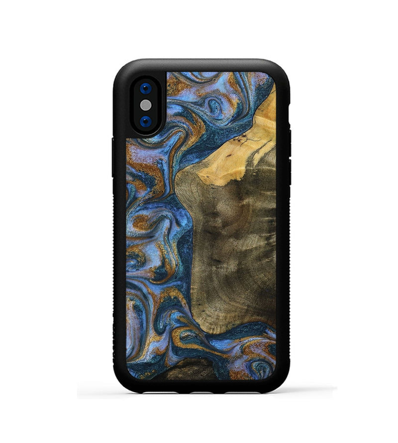 iPhone Xs Wood Phone Case - Ramiro (Teal & Gold, 795856)