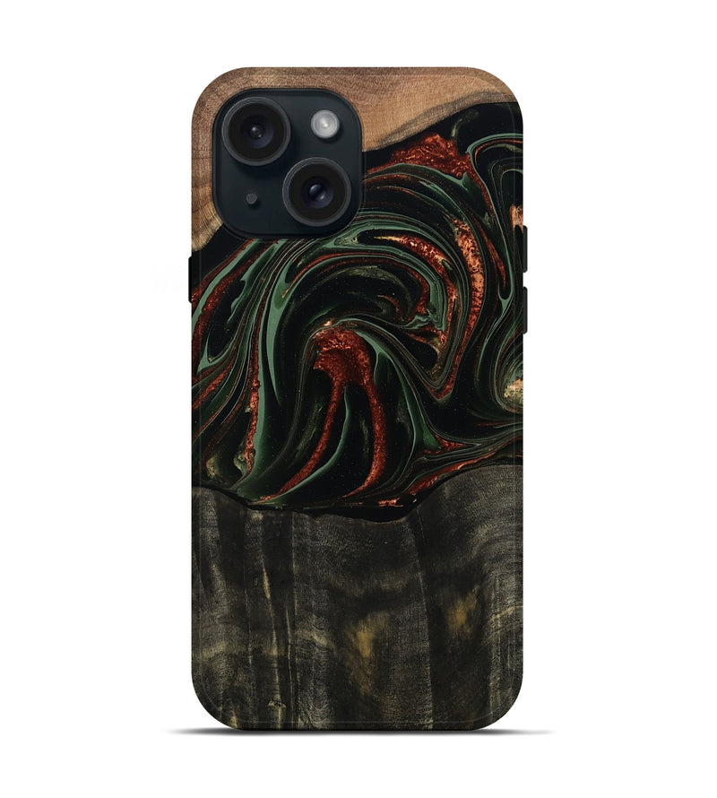 iPhone 15 Wood Live Edge Phone Case - Parker (Green, 795893)