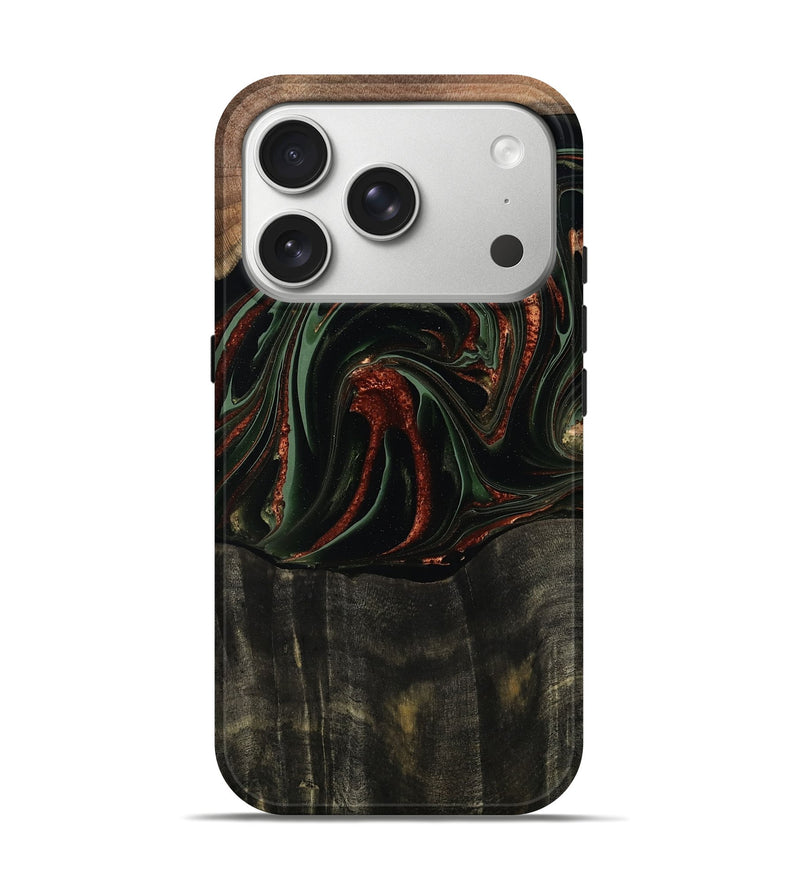 iPhone 17 Pro Wood Live Edge Phone Case - Parker (Green, 795893)