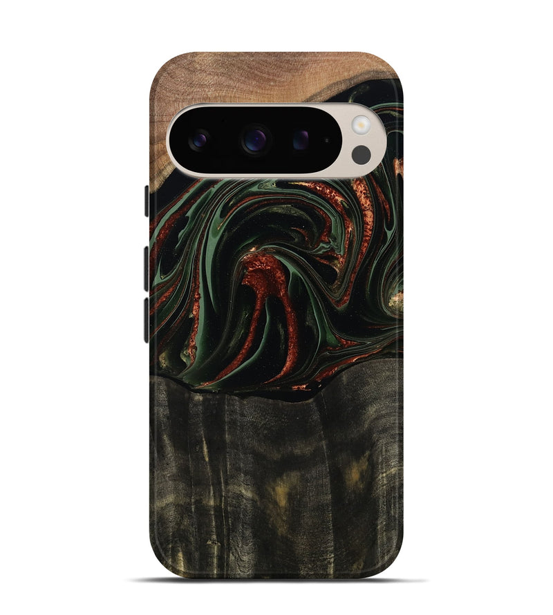 Pixel 9 Wood Live Edge Phone Case - Parker (Green, 795893)