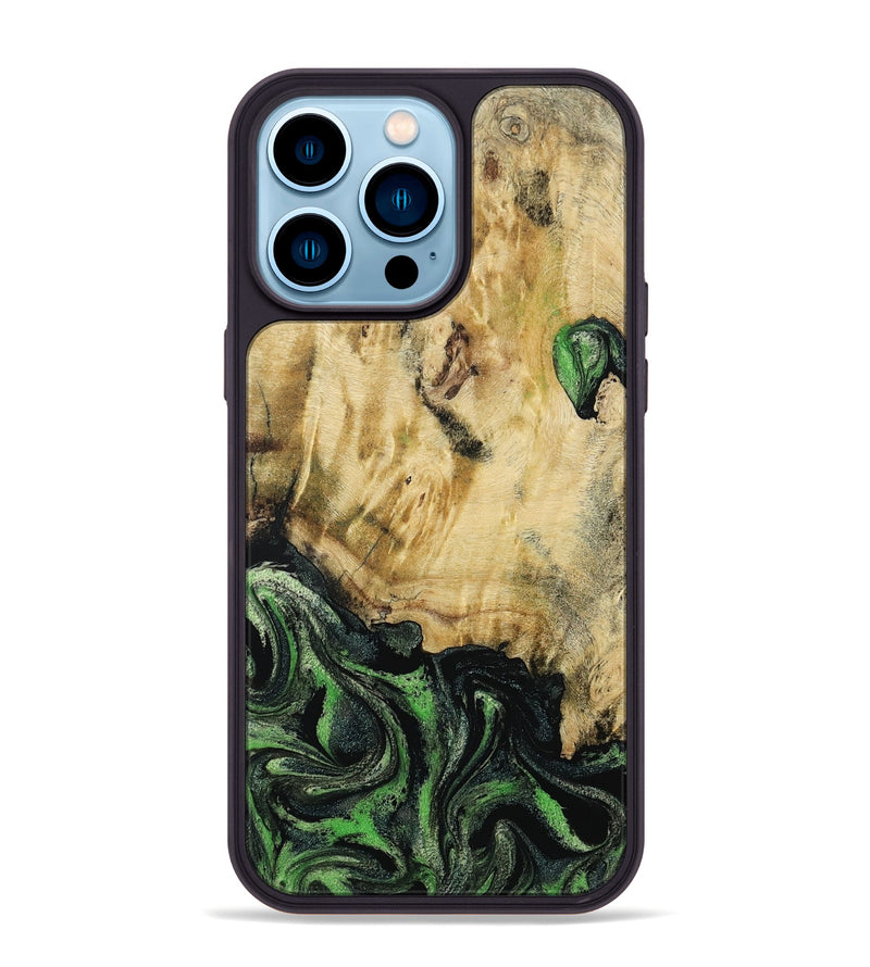 iPhone 14 Pro Max Wood Phone Case - Azrael (Green, 795913)