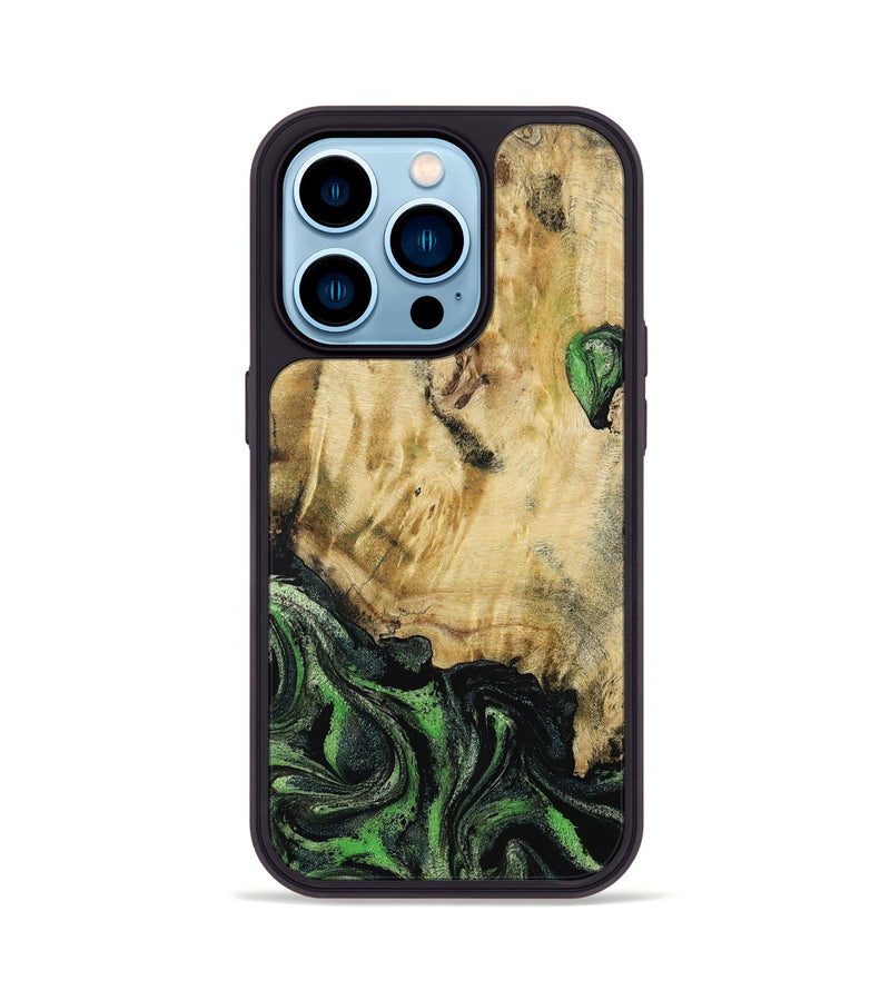iPhone 14 Pro Wood Phone Case - Azrael (Green, 795913)