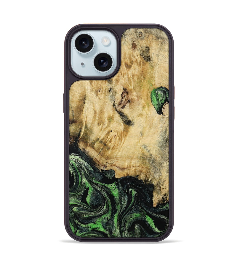 iPhone 15 Wood Phone Case - Azrael (Green, 795913)