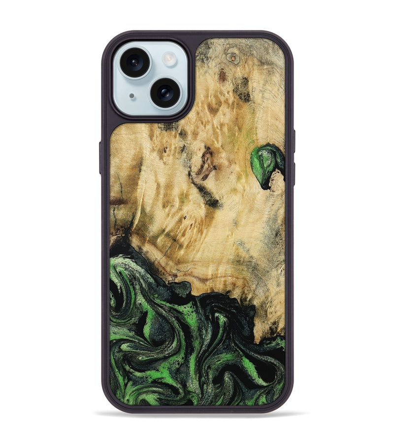 iPhone 15 Plus Wood Phone Case - Azrael (Green, 795913)