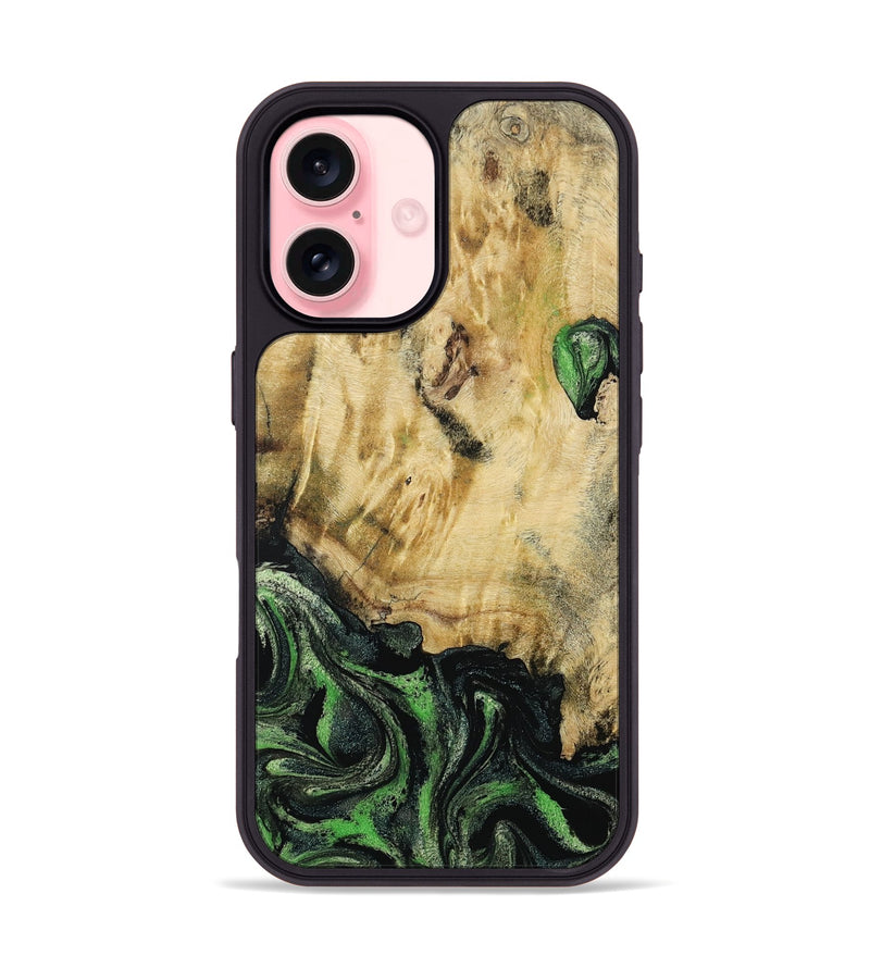 iPhone 16 Wood Phone Case - Azrael (Green, 795913)