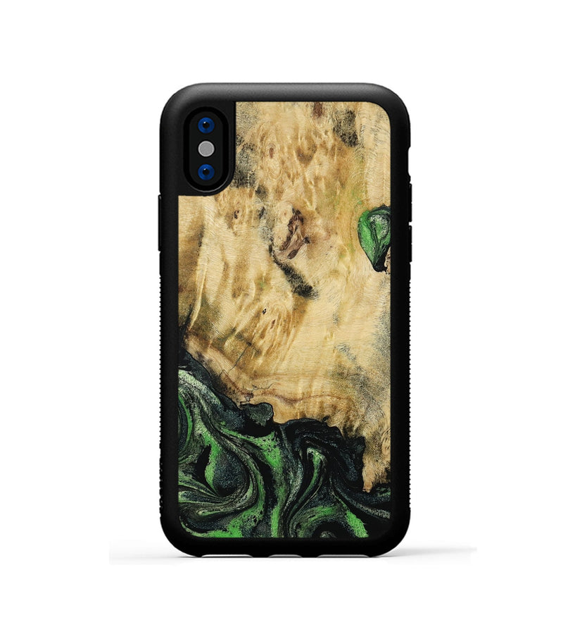 iPhone Xs Wood Phone Case - Azrael (Green, 795913)