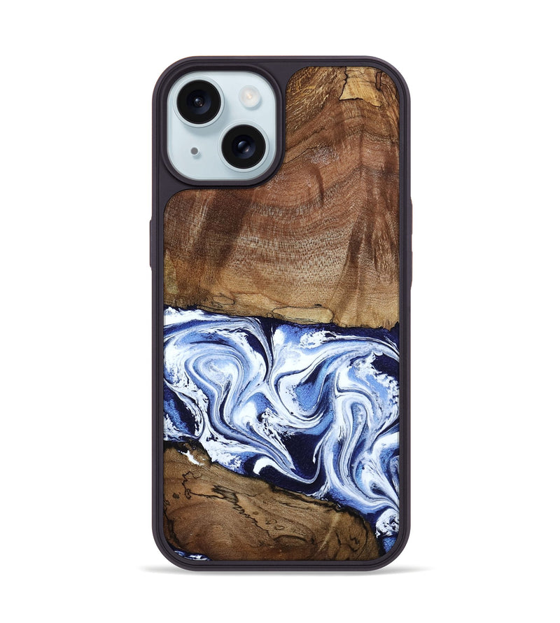 iPhone 15 Wood Phone Case - Noor (Blue, 795940)