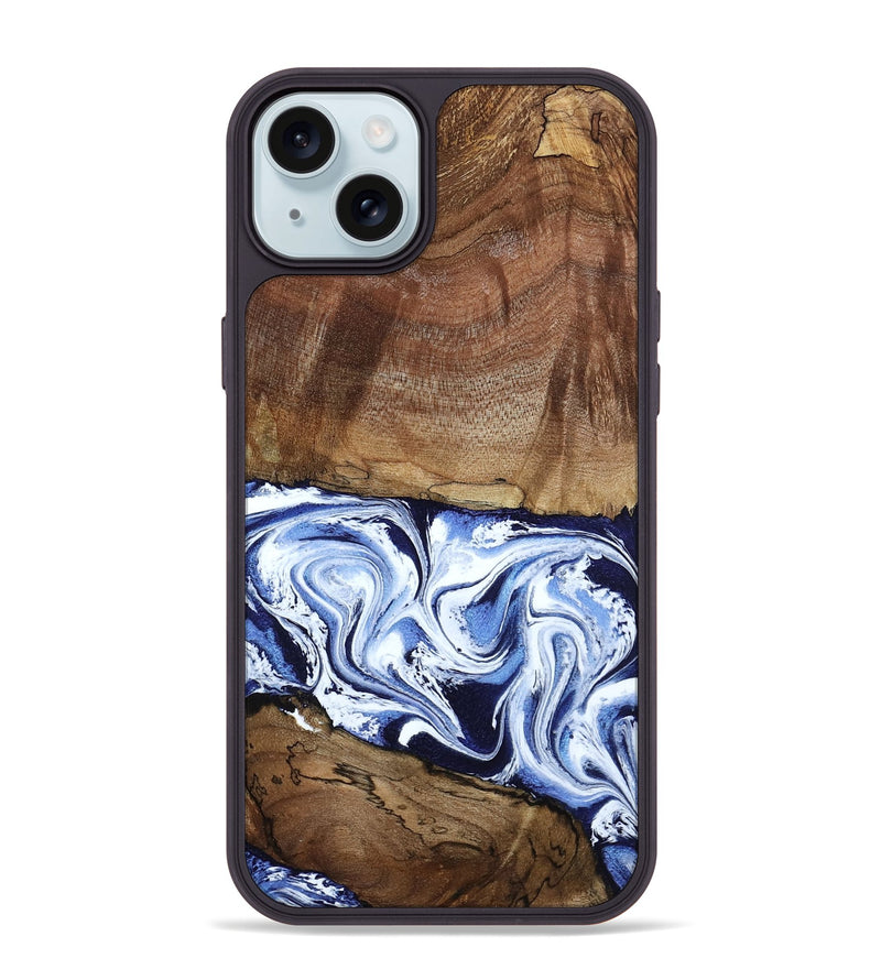 iPhone 15 Plus Wood Phone Case - Noor (Blue, 795940)