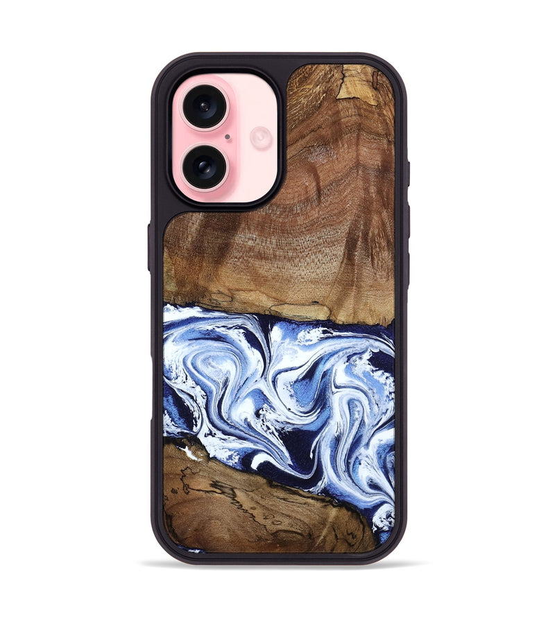 iPhone 16 Wood Phone Case - Noor (Blue, 795940)
