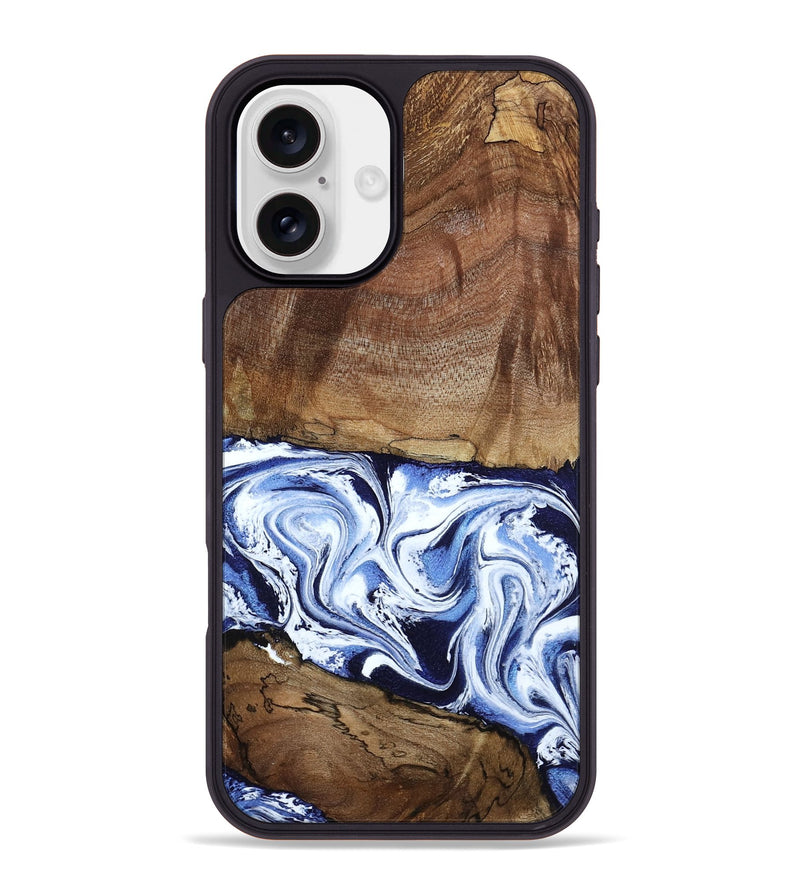 iPhone 16 Plus Wood Phone Case - Noor (Blue, 795940)