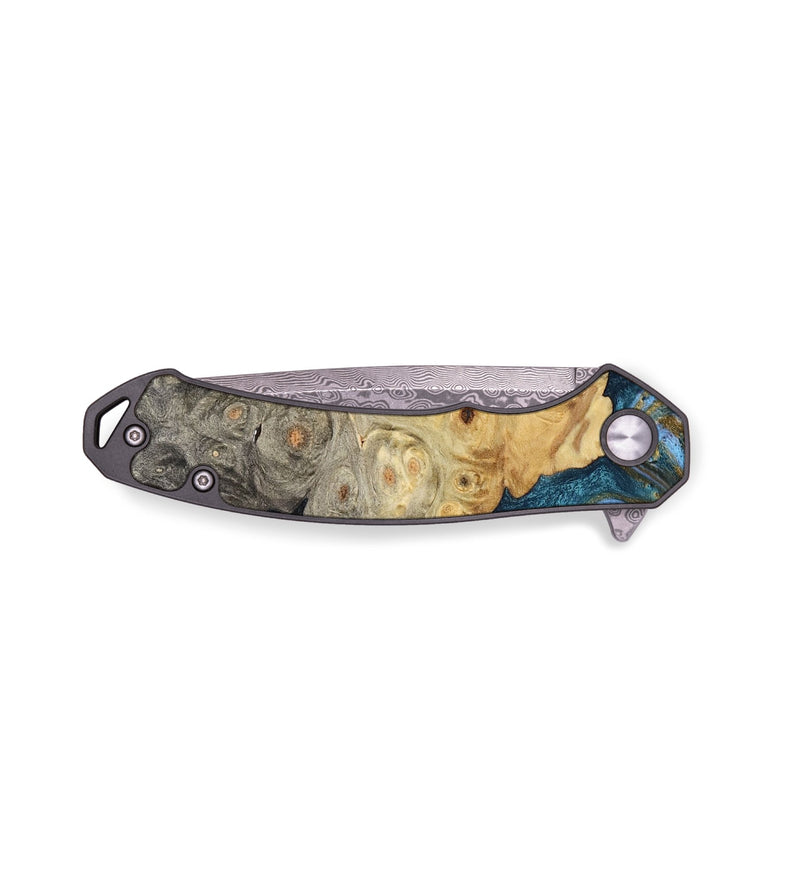 EDC Wood Pocket Knife - Kassie (Teal & Gold, 796002)