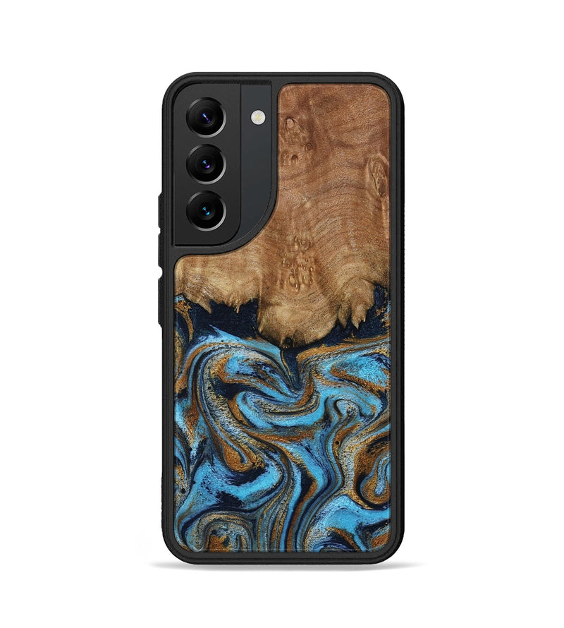 Galaxy S22 Wood Phone Case - Brandie (Teal & Gold, 796003)