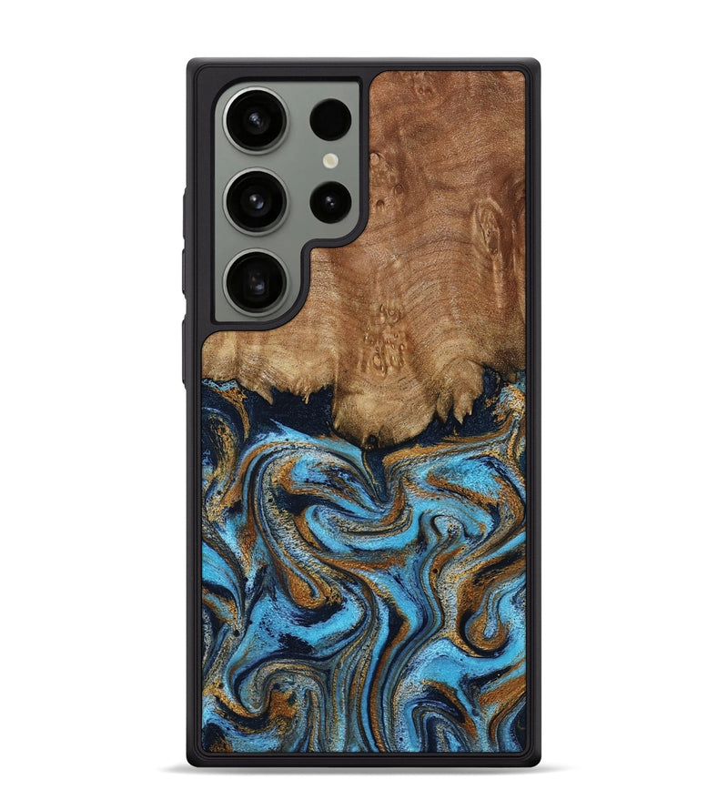 Galaxy S24 Ultra Wood Phone Case - Brandie (Teal & Gold, 796003)