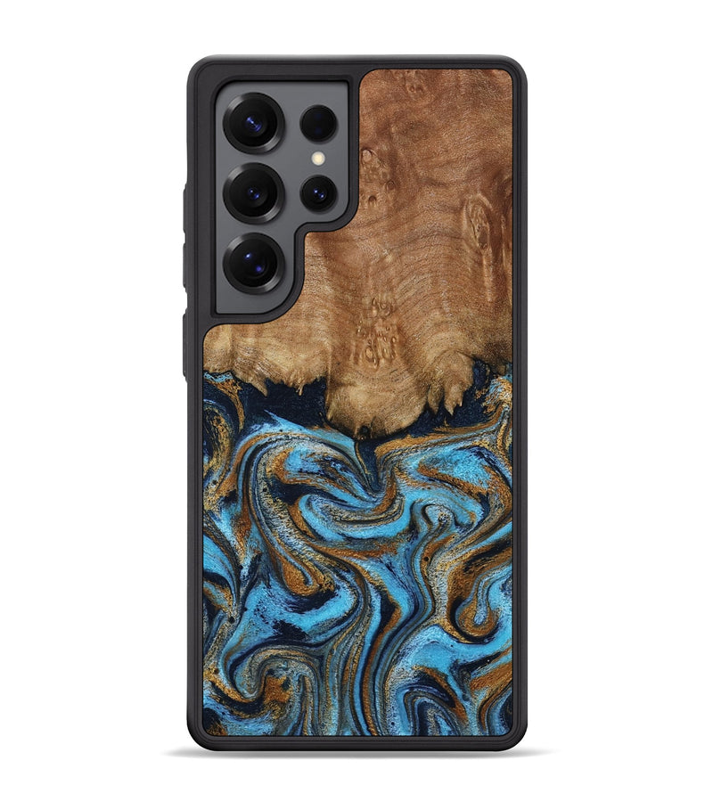 Galaxy S25 Ultra Wood Phone Case - Brandie (Teal & Gold, 796003)
