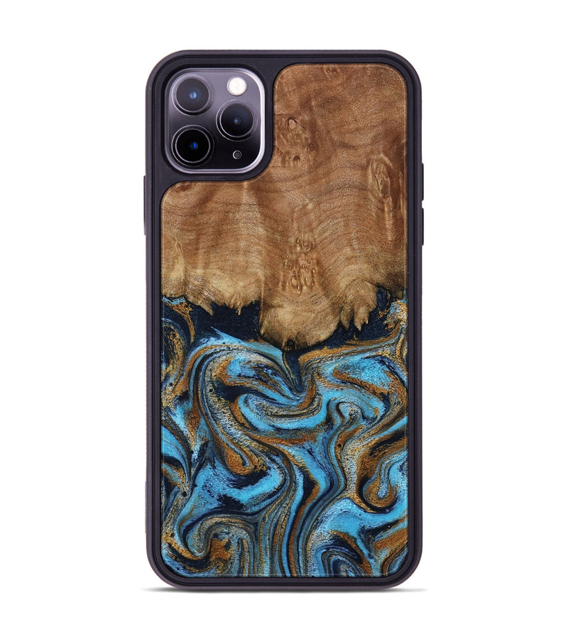 iPhone 11 Pro Max Wood Phone Case - Brandie (Teal & Gold, 796003)