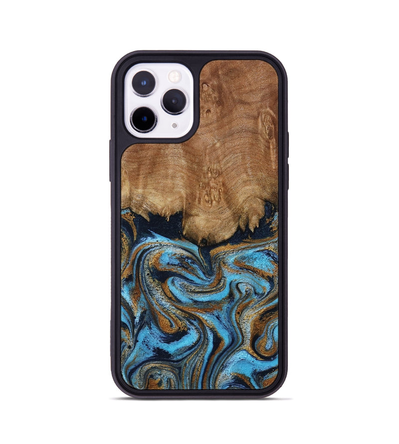 iPhone 11 Pro Wood Phone Case - Brandie (Teal & Gold, 796003)