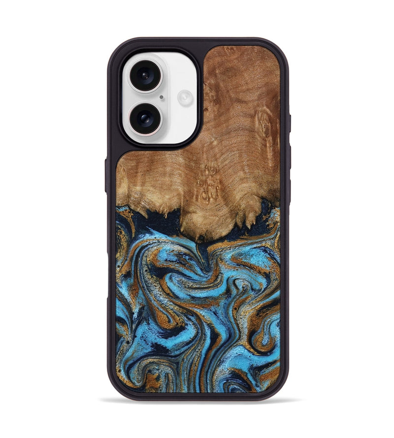 iPhone 17 Wood Phone Case - Brandie (Teal & Gold, 796003)
