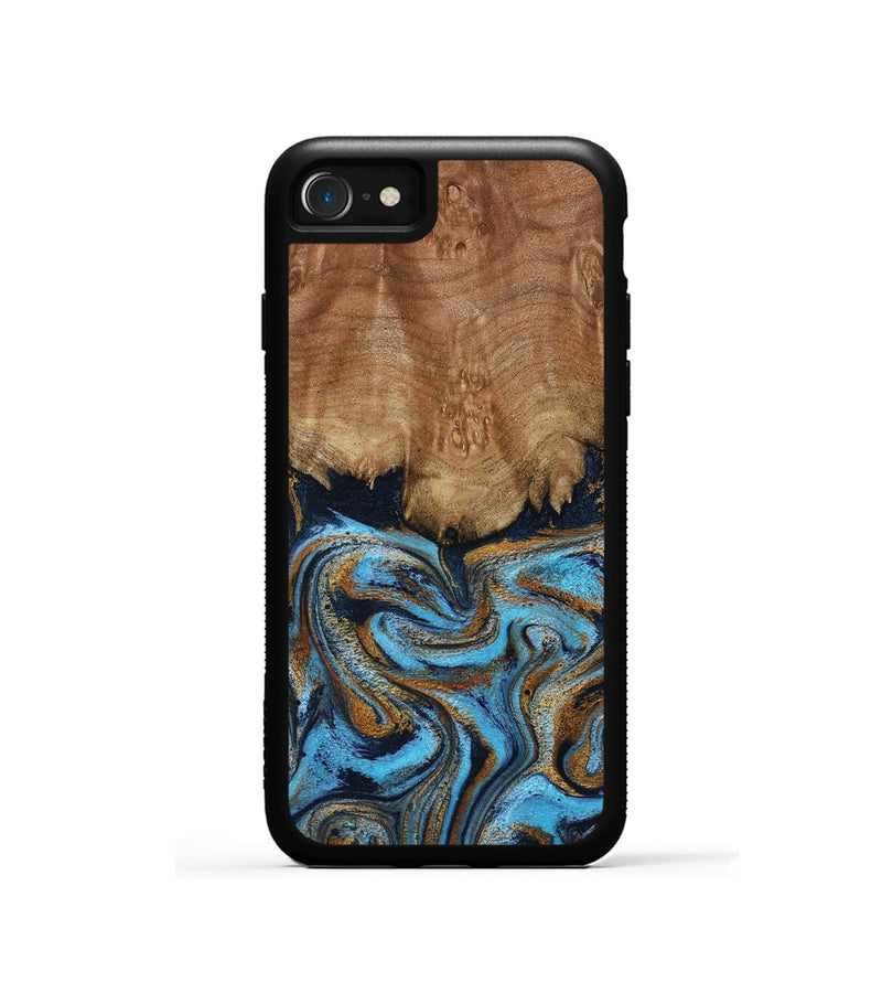 iPhone SE Wood Phone Case - Brandie (Teal & Gold, 796003)