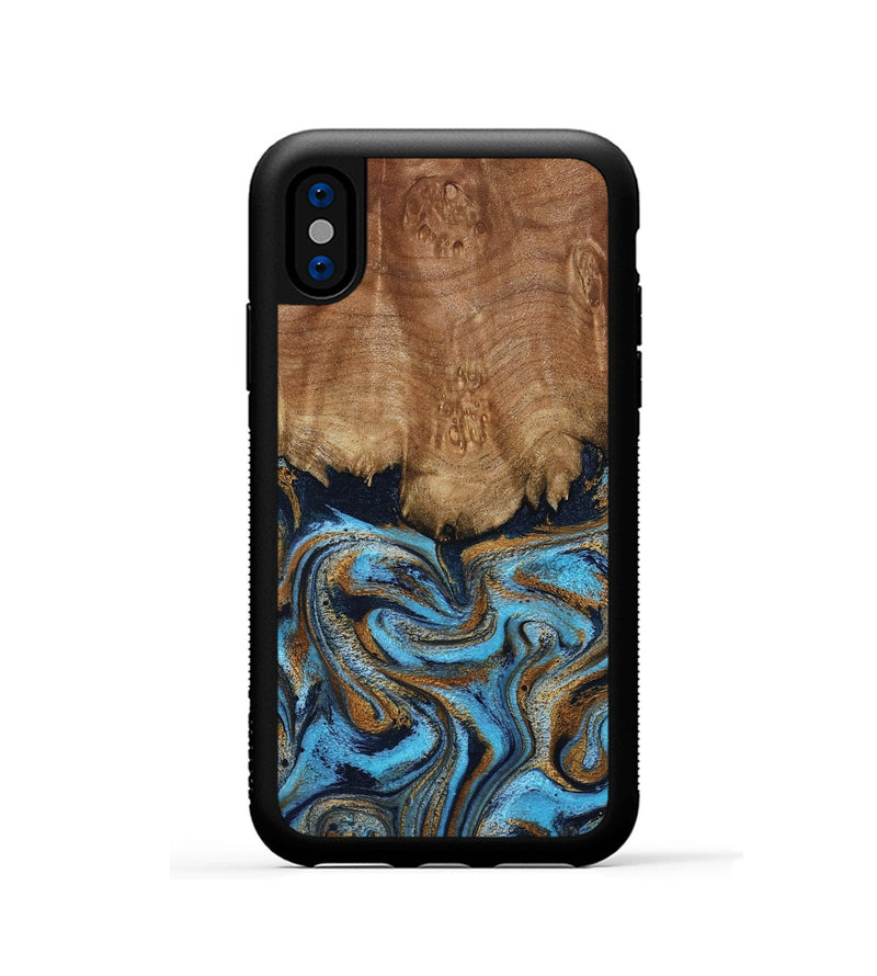 iPhone Xs Wood Phone Case - Brandie (Teal & Gold, 796003)